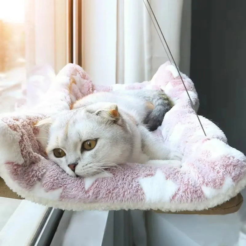 Cama de Janela Suspensa com Rede e Cobertor para Gatos - Patinha Feliz®
