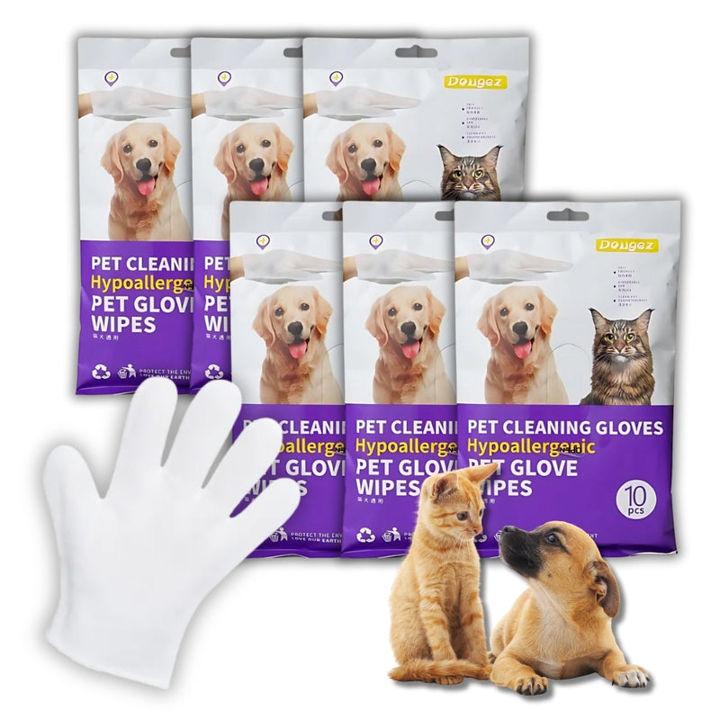 Luva Umedecida Banho Seco para Cães e Gatos - 10 LUVAS POR PACOTE