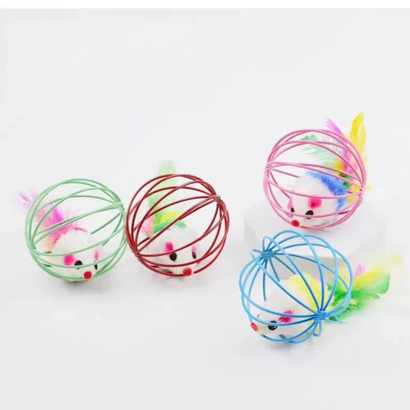 Brinquedo de Gaiola com Rato Colorido para Gatos - Patinha Feliz®