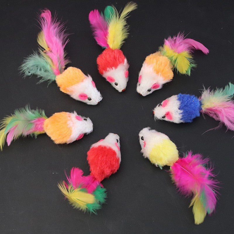 Ratinho de Pelúcia com Pena para Gatos - Patinha Feliz®