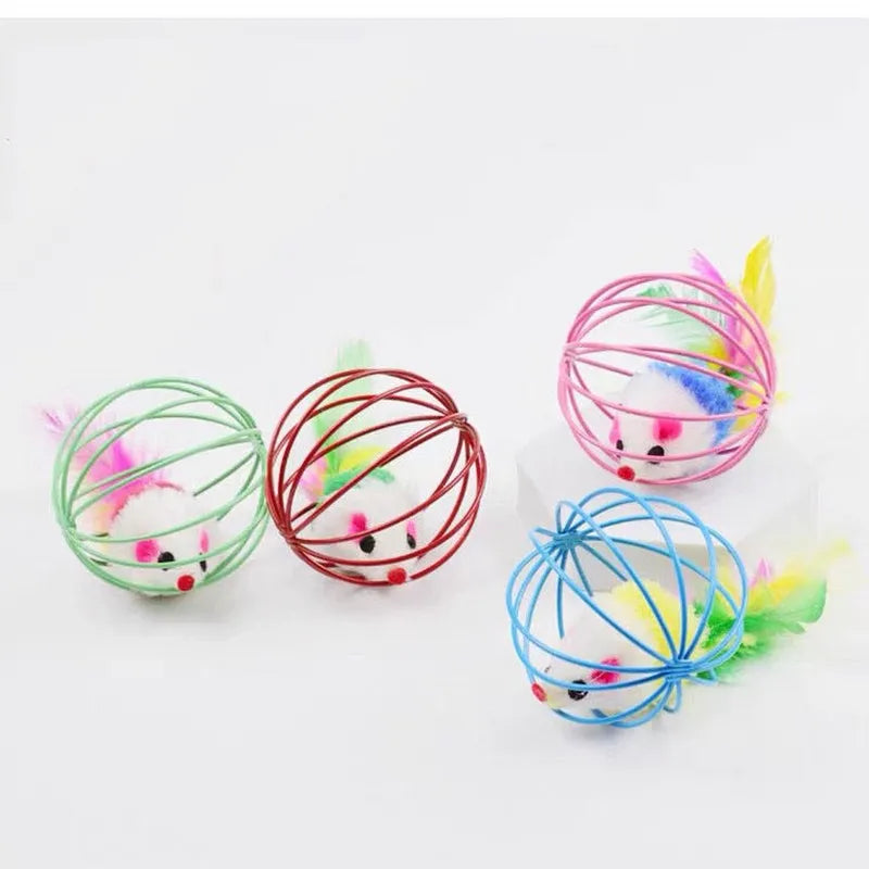 Brinquedo de Gaiola com Rato Colorido para Gatos - Patinha Feliz®