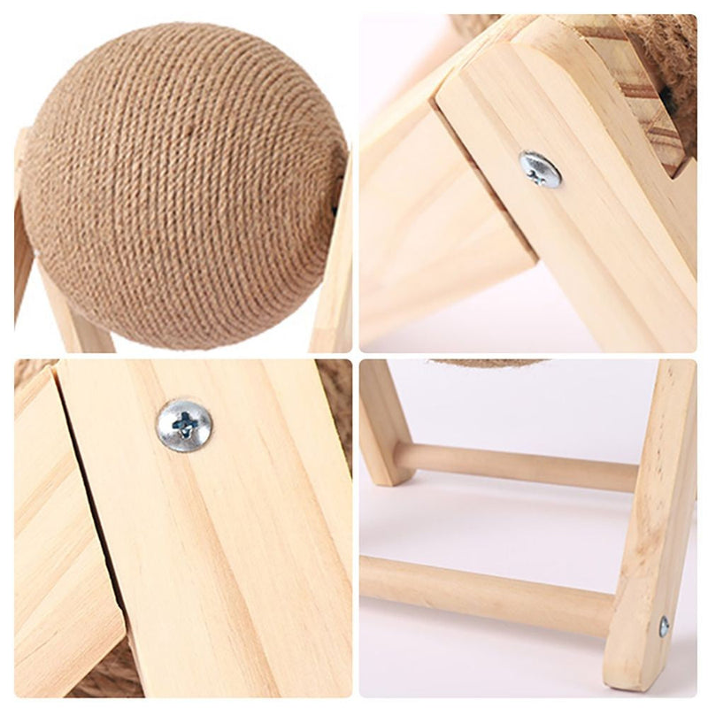 Arranhador com bola interativa em sisal e base de madeira - Patinha Feliz®