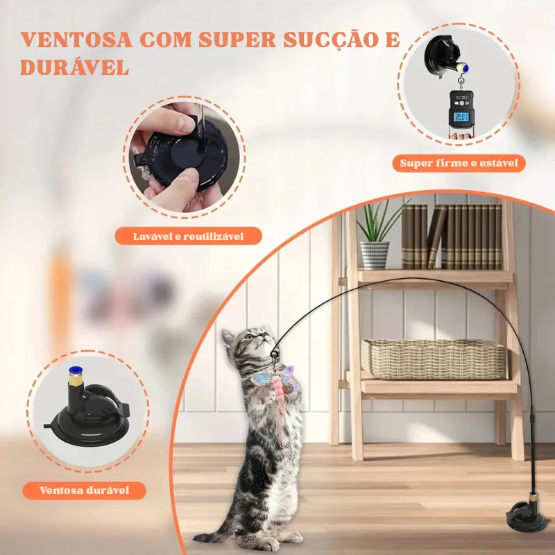 Brinquedo Interativo com Pena e Sino para Gatos - Patinha Feliz®