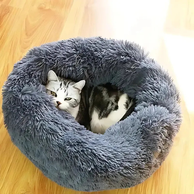Cama Redonda de Pelúcia para Gatos - Patinha Feliz®