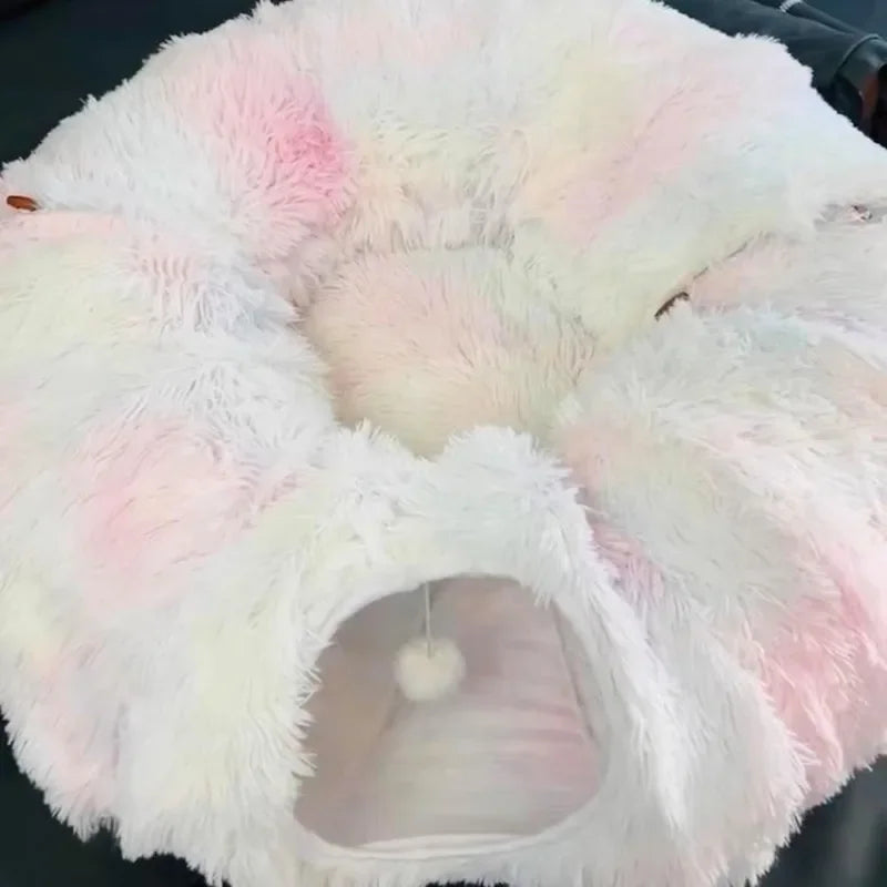 Cama de Pelúcia com Túnel para Gatos - Patinha Feliz®