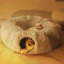 Cama de Pelúcia com Túnel para Gatos - Patinha Feliz®