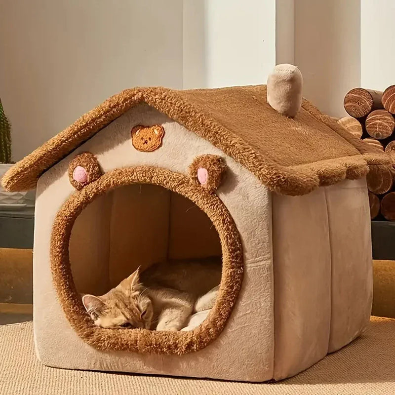Casa Dobrável com Chaminé para Gato - Patinha Feliz®