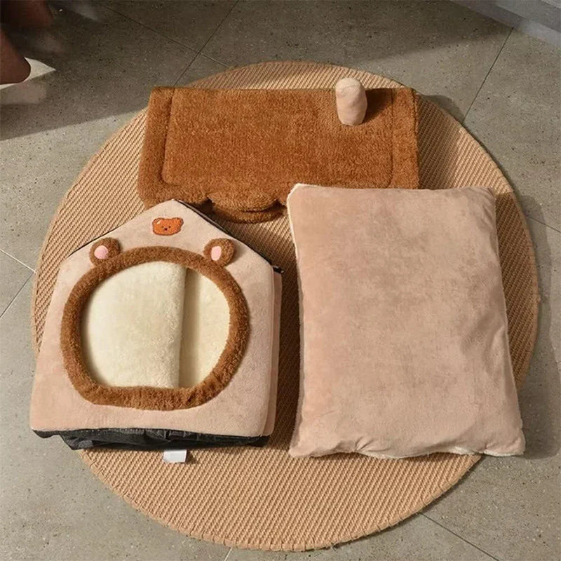 Casa Dobrável com Chaminé para Gato - Patinha Feliz®