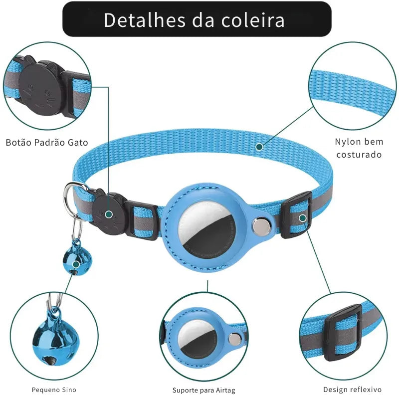 Coleira para Gatos com Suporte para AirTag - Patinha Feliz®