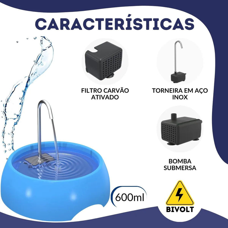 Fonte Bebedouro Elétrica 600ml para Gatos – Patinha Feliz®