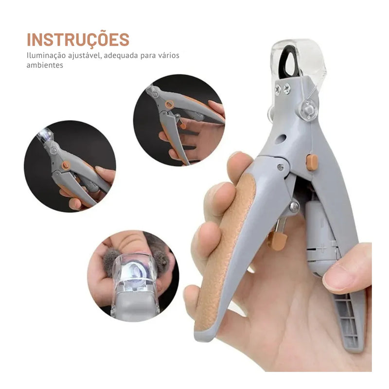 Cortador de Unhas com Luz LED para Gatos - Patinha Feliz®
