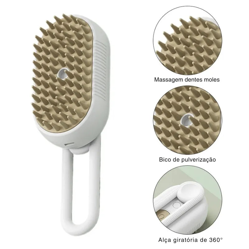 Escova Elétrica a Vapor 3 em 1 para Gatos - Patinha Feliz®