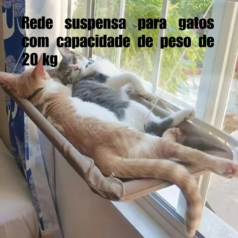 Cama de Janela Suspensa com Rede e Cobertor para Gatos - Patinha Feliz®
