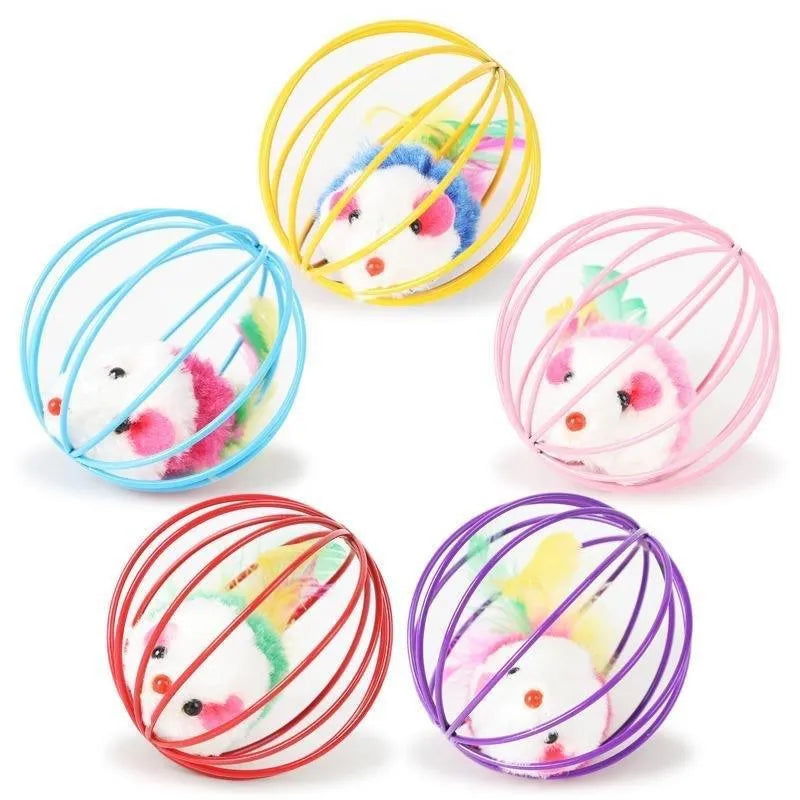 Brinquedo de Gaiola com Rato Colorido para Gatos - Patinha Feliz®