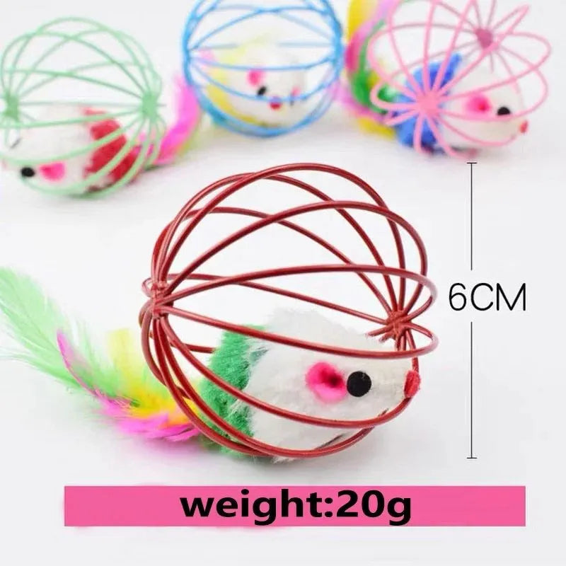 Brinquedo de Gaiola com Rato Colorido para Gatos - Patinha Feliz®