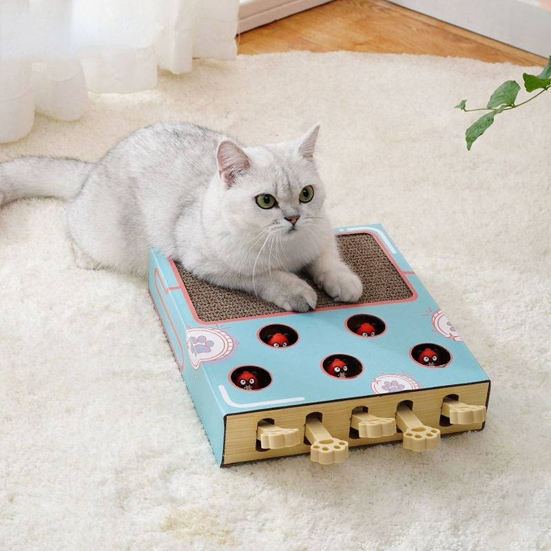 Brinquedo Interativo de Madeira com Placa para Arranhar e Descanso para Gatos - Patinha Feliz®