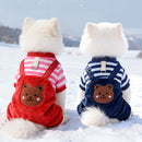 Macaco de Inverno para Co em Fleece Bonito Urso Bordado s Riscas Quente e  Prova de Frio Trao para Exterior Adequado para Ces Pequenos e Gatos Roupa