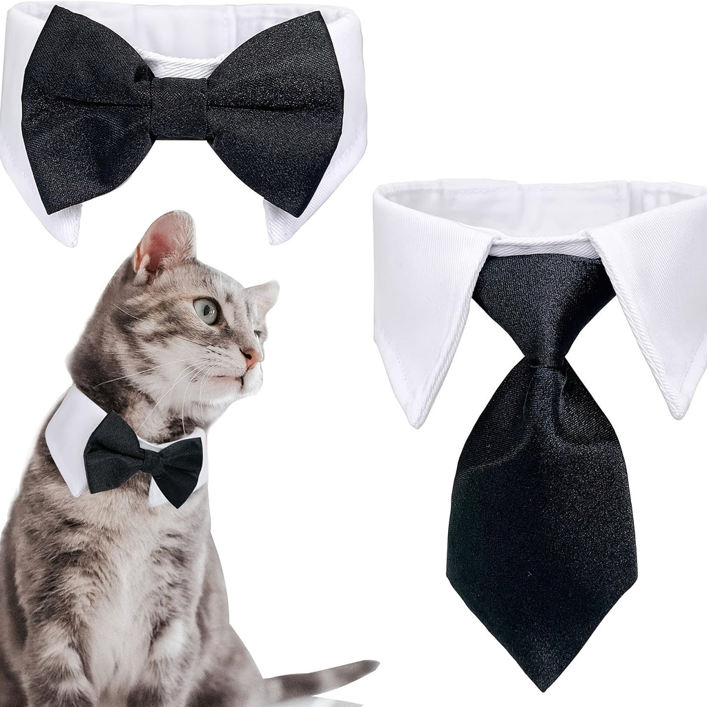 Coleira de lao preto e branco ajustvel para ces e gatos pequenos  Roupa formal para animais de estimao lavvel  mquina com fecho design elegante para todas as estaes para casamentos festas e sesses de fotos lao para ces vesturio para ani