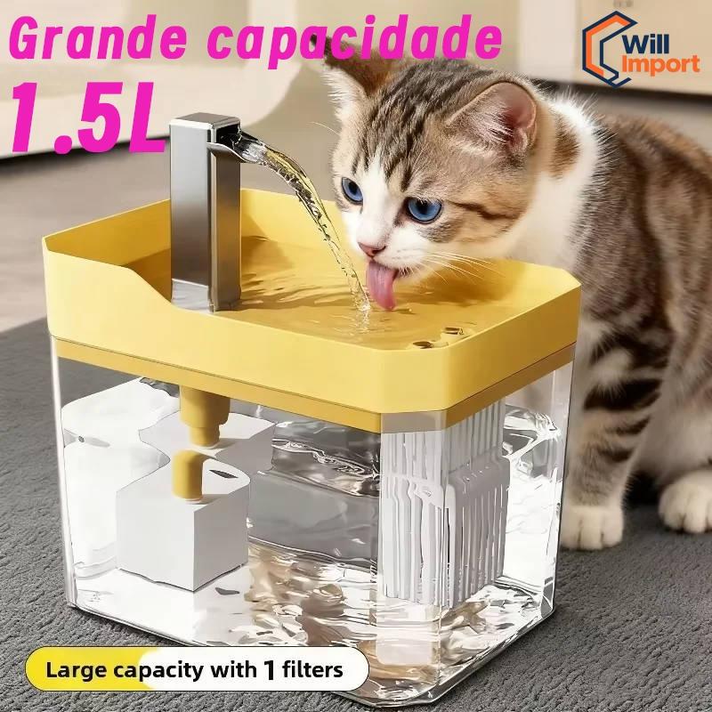Quadrado Bebedouro Automtico para Gatos e Ces Circulao de gua com Filtro de 15 Litro e Base Segura