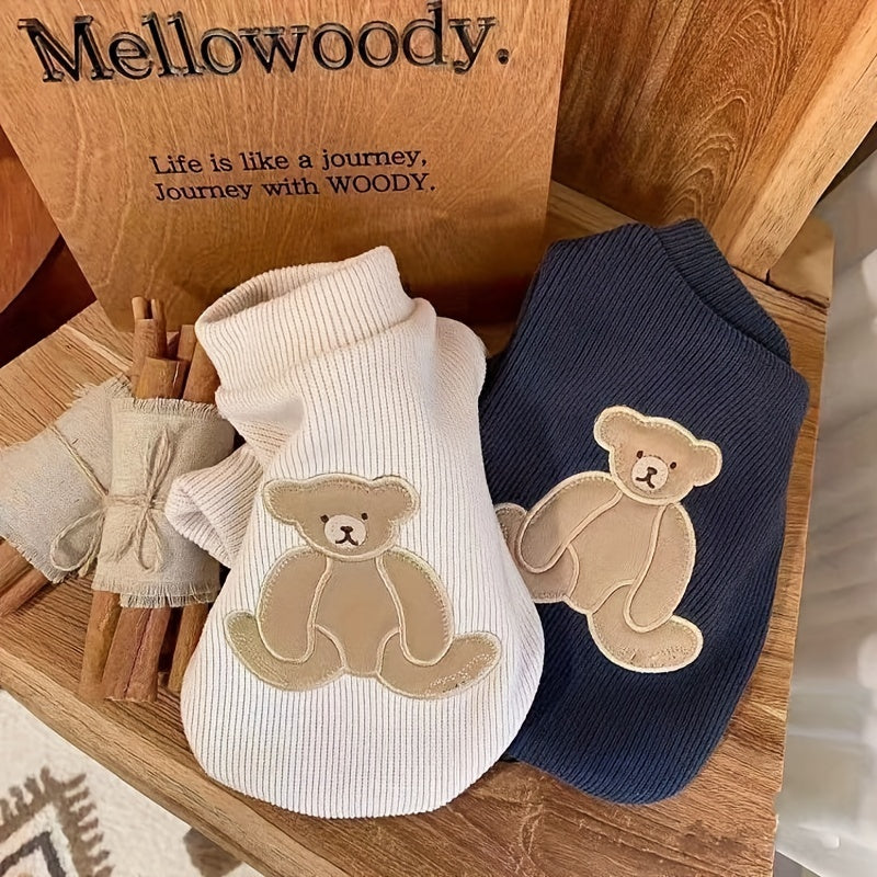 Moleton Adorvel e Confortvel para Animais de Estimao Design com Padro de Urso Roupa para Gatos e Ces Usvel nas Quatro Estaes