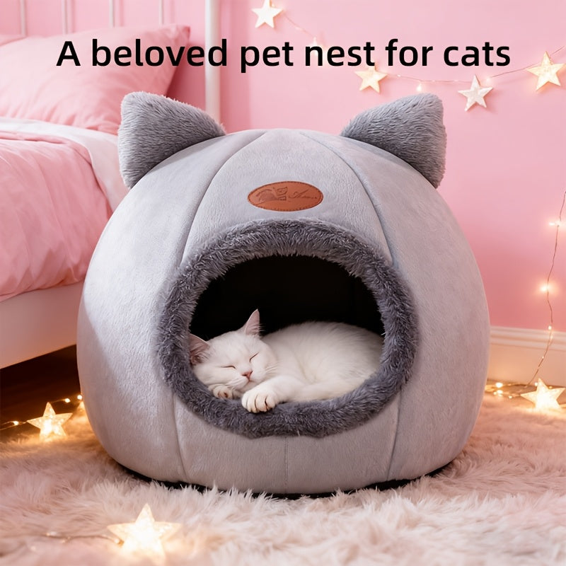Natal Presente de Natal para Gatos Ninho para Animais de Estimao Adorado pelos Gatos Cama para Animais de Estimao Cama para Gatos Casa para Gatos Tecido de Veludo Confortvel e Macio Almofada Espessa Incorporada Quente e Aconchegante no Invern