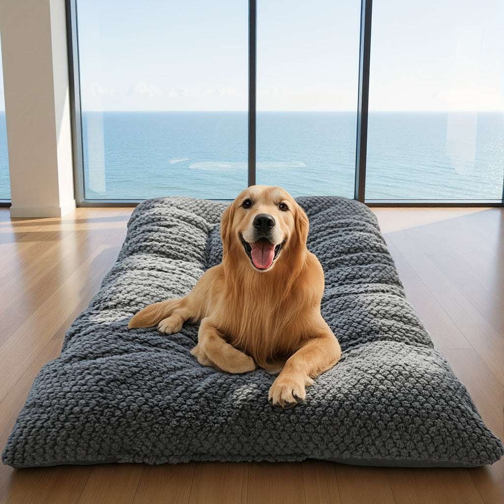 Novo Upgrade Cama de Pelcia para Pets Cama Grande e Macia para Ces e Gatos  Espessura Aumentada em Polister Super Macio com Apoio de Cabea e Bordas Elevadas  Design Retangular para Pets Pequenos Mdios e Grandes