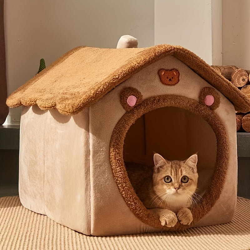 Casa de cama para animais de estimao para gatos casa de gato removvel e lavvel cama de gato quente de inverno macia e confortvel ninho de caverna de filhote de cachorro presente de Natal