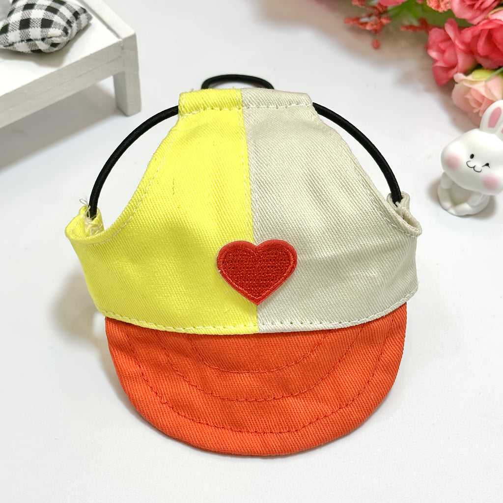 Bon de Bico de Pato Fofo para Animais de Estimao com Estampa de Corao Bon de Beisebol com Cordo Ajustvel para Golden Retriever Corgi Teddy Ces Pequenos Mdios e Grandes com Furos para as Orelhas para Proteo Solar