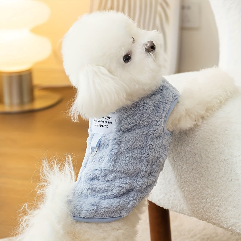 Roupa de Outono e Inverno para Ces Fcil de Colocar Cor Slida Forro de L de Duas Pernas Mais Quente do que o Peluche de Urso Colete para Gatos Vesturio para Animais de Estimao