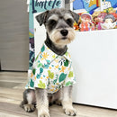 Camisola para animais de estimao estilo havaiano  Com padro floral e folha de bambu com tartaruga nas costas Tshirt com padro de gatoco temtico de praia Top fino com botes de lapela Adequado para ces de porte pequeno e mdio e perfeito para
