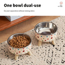 Conjunto de Dois Pratos Vibrantes com Bolinhas para Animais de Estimao Modernos e Chiques Com Suporte Elevado para o Pescoo para Gatos Adequados para Alimentao e Tigelas Dobrveis para Ces