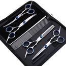 Kit 5 em 1 Tesoura Profissional para Gatos e Ces  Cabeleireiro e Barbeiro para Pets