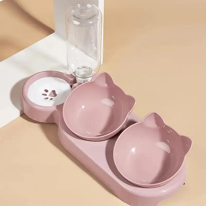 Novo Tigela de Gato Antiderrapante com Boca Inclinada Estilo Casa Tigela de Beber Automtica Protege a Coluna Cervical e Evita que Ces Caam