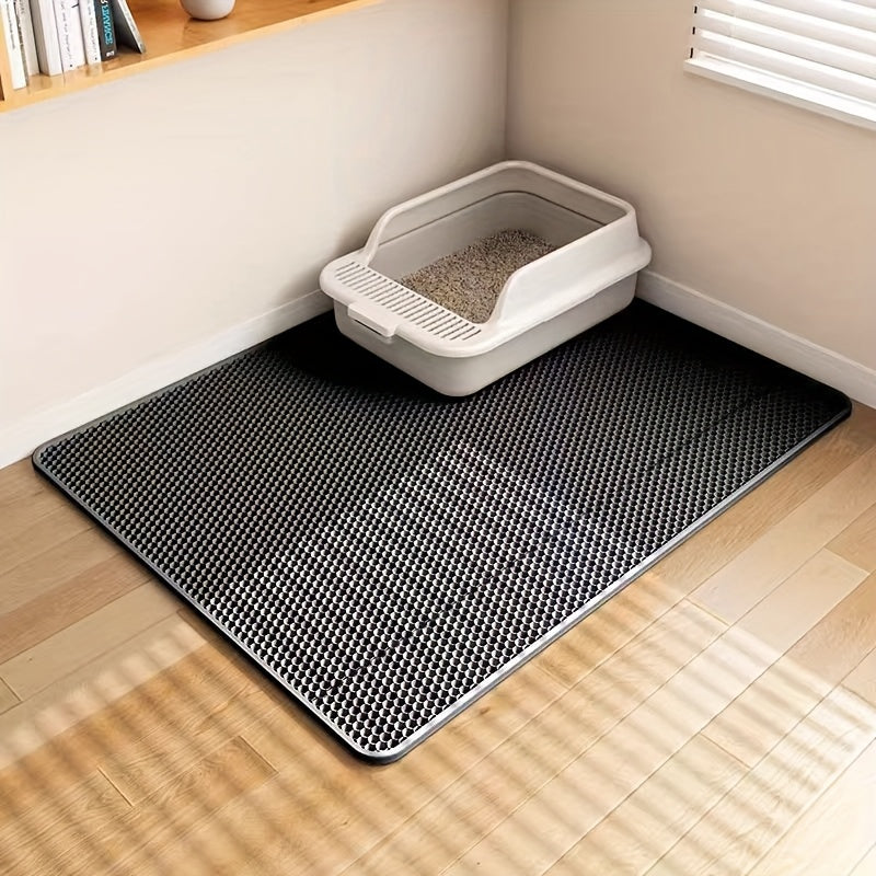 Tapete para Areia de Gato de Camada Dupla Material EVA   Prova de Odores Antiderrapante Design Fcil de Limpar Adequado para Gatos de Interior Gesto de Resduos de Animais de Estimao Durvel e Confortvel Acessrio Moderno para Animais de Estim