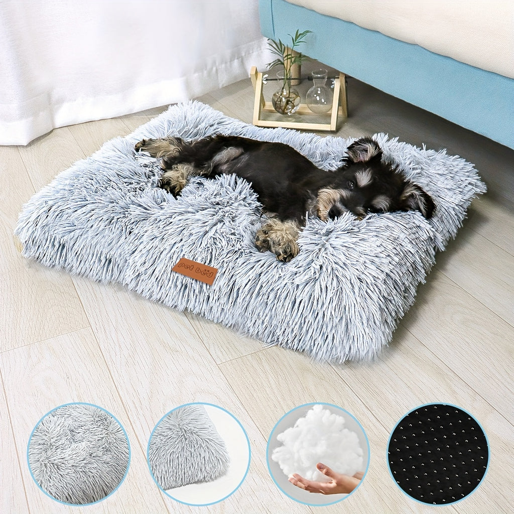 1pc Cama Aconchegante para Animais de Estimao em Pelcia Quente e Confortvel Macia com Pelo Comprido e Fofo Adequada para Ces e Gatos em Todas as Estaes