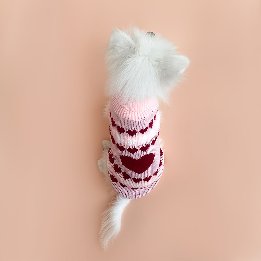 1 Camisola para Animal de Estimao Corao Rosa Roupa para Co Camisola de Malha Colete para Animal de Estimao